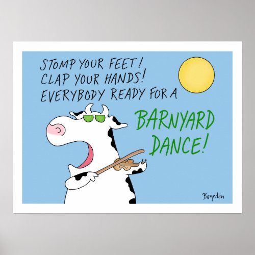 Barnyard Dance Fiddle Cow by Sandra Boynton Poster