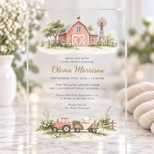 Barnyard Terracotta Rustic baby shower invitation