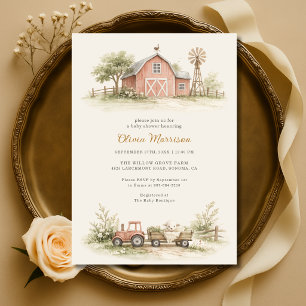 Barnyard Farm Animal Baby Shower Invitation