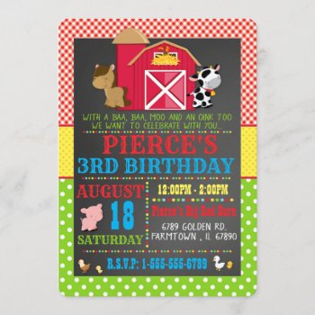 Barnyard Farm Animal Birthday Party Invitation by TiffsSweetDesigns at Zazzle