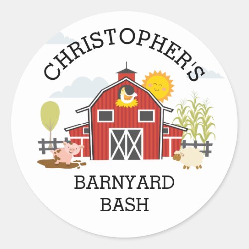 Barnyard Farm Animal Birthday Party Sticker