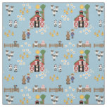 Barnyard farm animal blue nursery fabric