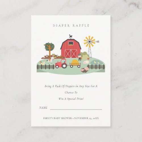 Barnyard Farm Animal Diaper Raffle Baby Shower