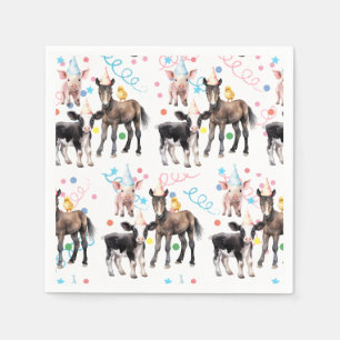 Barnyard Farm Animals 1st Birthday Napkins
