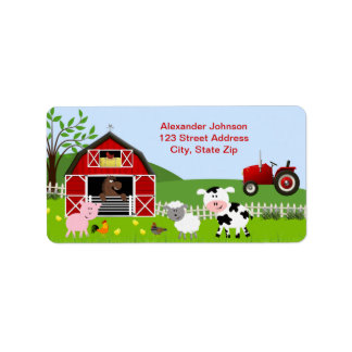 Barnyard Farm Animals Address Label