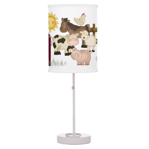 Barnyard Farm Animals Baby Girl Boy Nursery Kids Table Lamp