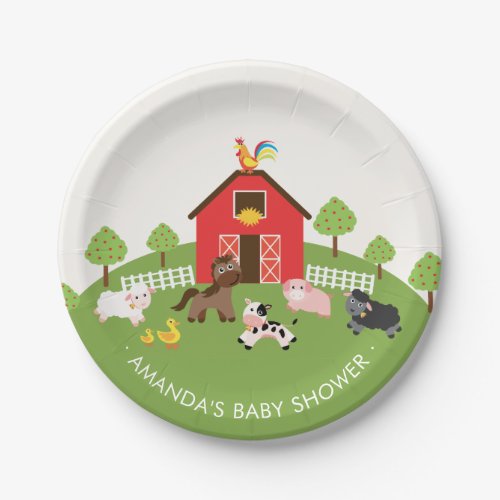 Barnyard Farm Animals Baby Shower 7 Plate