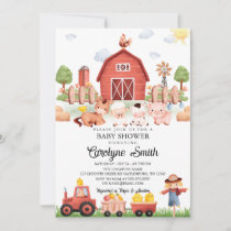 Barnyard Farm Animals Baby Shower Invitation