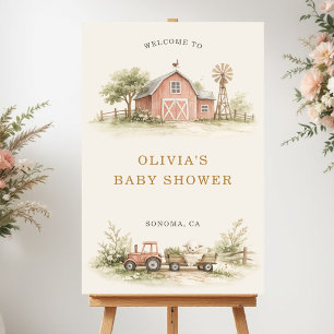 Barnyard Farm Animals Baby Shower Welcome Sign