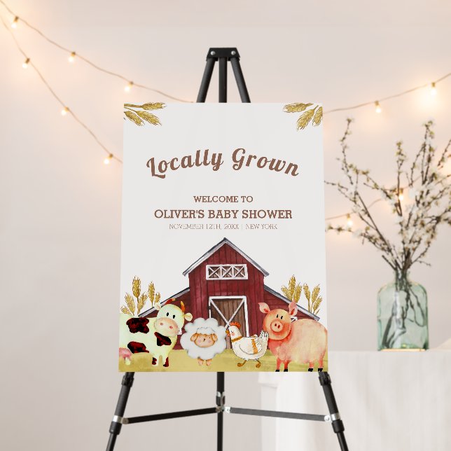 Barnyard Farm Animals Baby Shower Welcome Sign (In Situ (Stand))