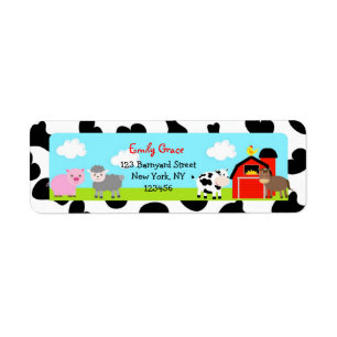 Barnyard Farm Animals Bard Return Address Labels