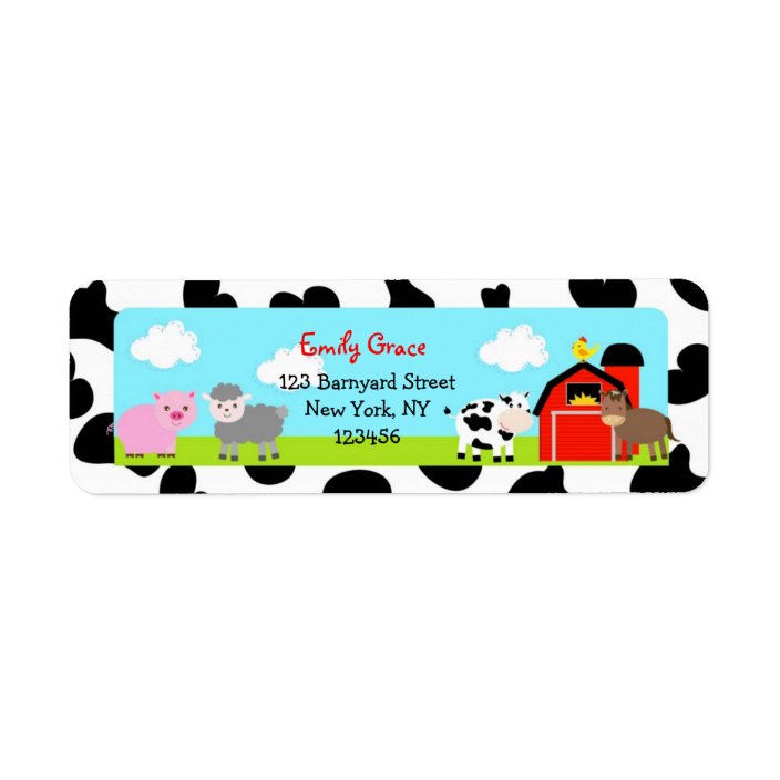 Barnyard Farm Animals Bard Return Address Labels