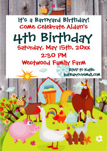 farm animal birthday invitations zazzle