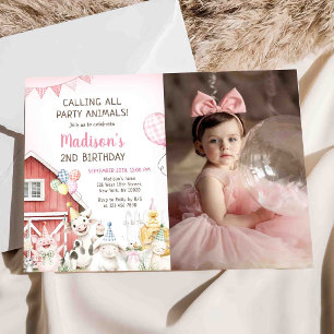 Barnyard Farm Animals Birthday Invitation Photo 