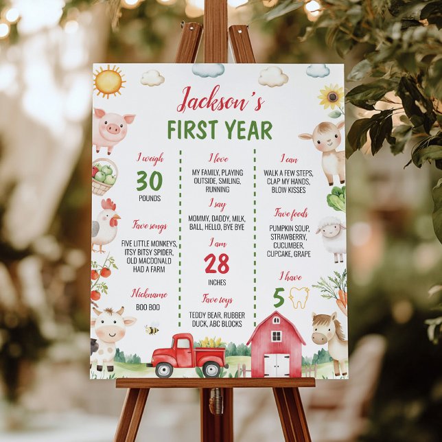 Barnyard Farm Animals Birthday Milestone Sign (Creator Uploaded)