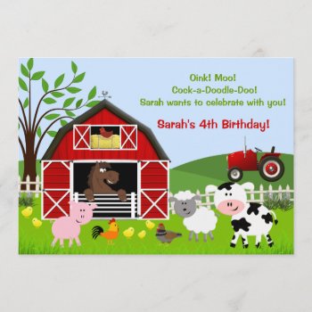 Barnyard Farm Animals Birthday Party Invitations by SpecialOccasionCards at Zazzle