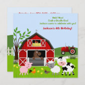 Barnyard Farm Animals Birthday Party Invitations (Front/Back)