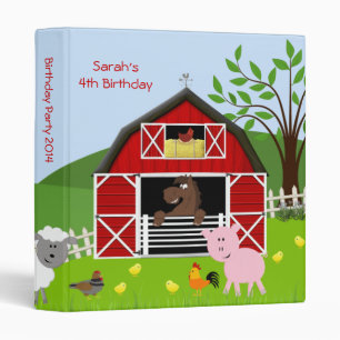 Barnyard Farm Animals Birthday Photo Album 3 Ring Binder