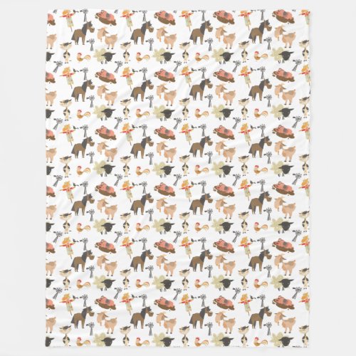 Barnyard Farm Animals Fleece Blanket