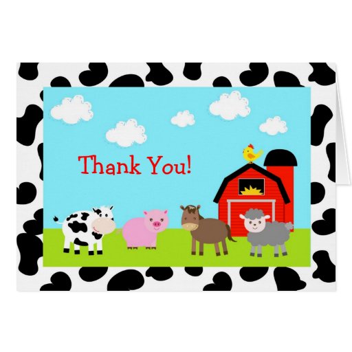 Barnyard Farm Animals Folded Thank You Note Cards | Zazzle