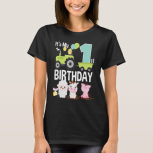 Barnyard Farm Animals It's My 1st Birthday 1 Year  T-Shirt