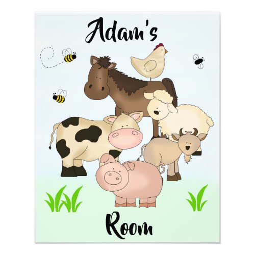 Barnyard Farm Animals Neutral Baby Nursery Wall Photo Print