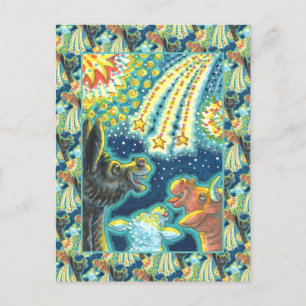 BARNYARD FARM ANIMALS ON FOURTH OF JULY Funny Cute Holiday Postcard