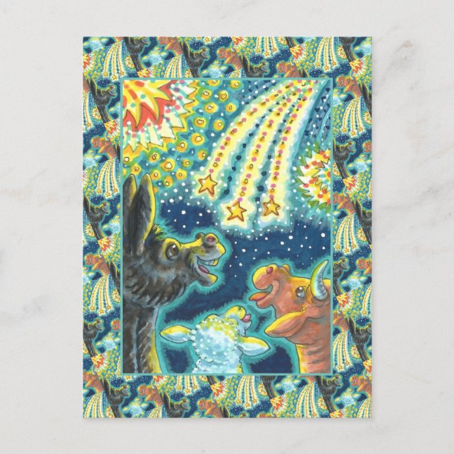 BARNYARD FARM ANIMALS ON FOURTH OF JULY Funny Cute Holiday Postcard (Front)