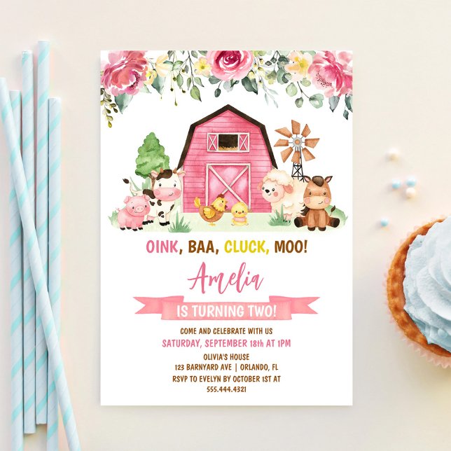 Barnyard Farm Animals Ranch Second Birthday Invitation (Creator Uploaded)