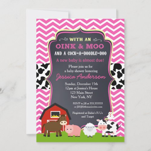 Barnyard Farm Baby Shower Invitations