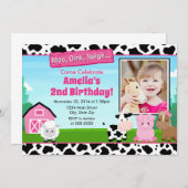 Barnyard Farm Birthday Girl Invitation Pink (Front/Back)