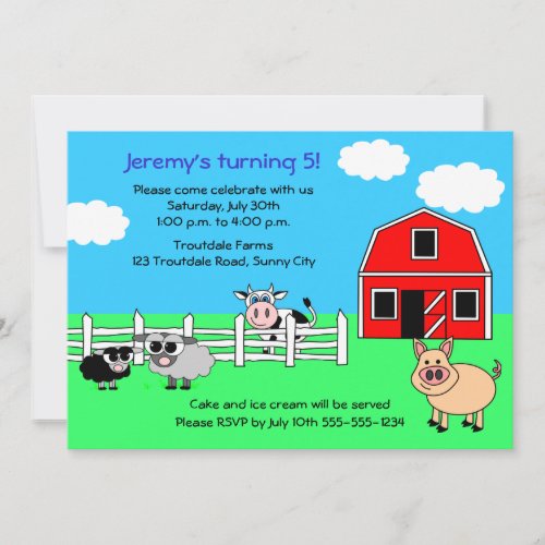 Barnyard Farm Birthday Invitation