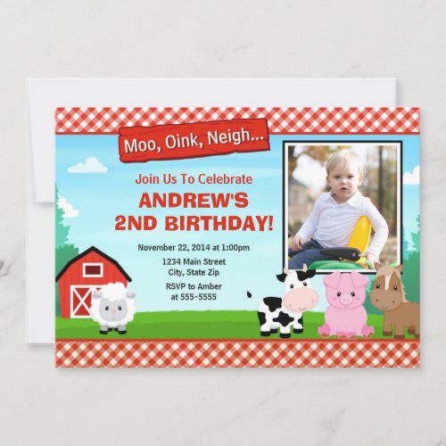 Barnyard Farm Birthday Invitation