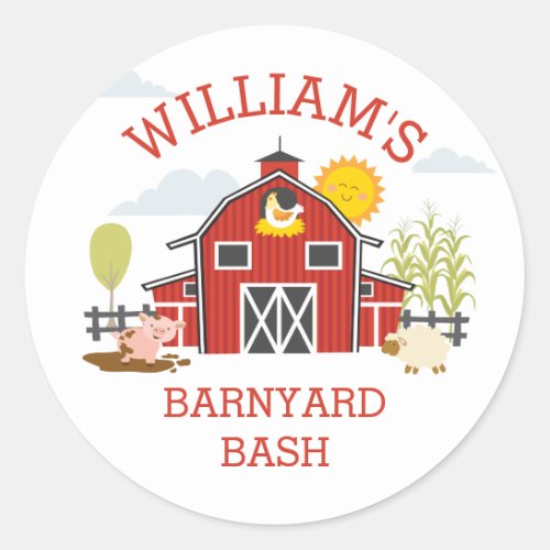 Barnyard Farm Birthday Party Sticker