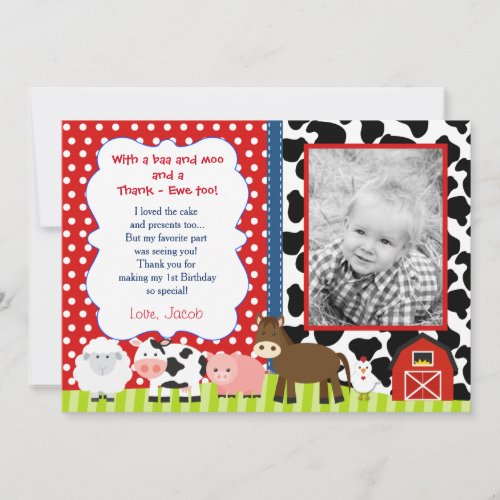 Barnyard Farm Birthday Thank You Note Cards