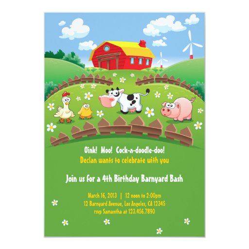 Kids Farm Birthday Invitations 1