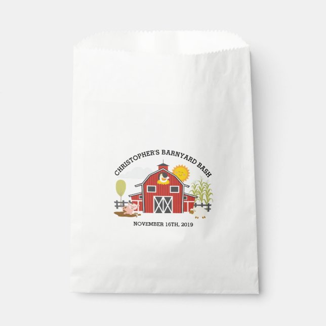 Barnyard Farm Kids Birthday Party Favor Bag (Front)