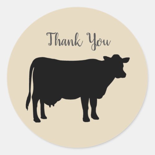 Barnyard Farm Party Cow Thank You Stickers