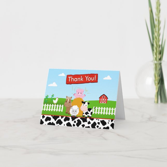 Barnyard Farm Thank You Card Folded Note Card (Front)