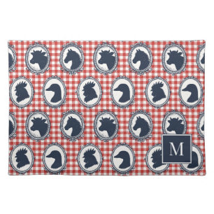Barnyard Farmhouse Kitchen Gingham - Red & Navy Cloth Placemat