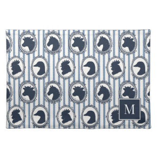 Barnyard Farmhouse Ticking Stripe - Blue & Navy Cloth Placemat