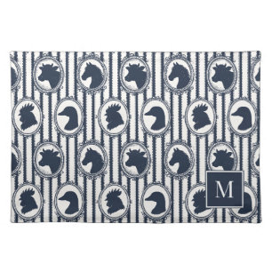 Barnyard Farmhouse Ticking Stripe - Navy & White Cloth Placemat