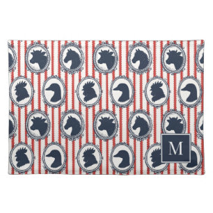Barnyard Farmhouse Ticking Stripe - Red & Navy Cloth Placemat
