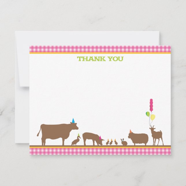 Barnyard Flat Thank You Note Card (Front)