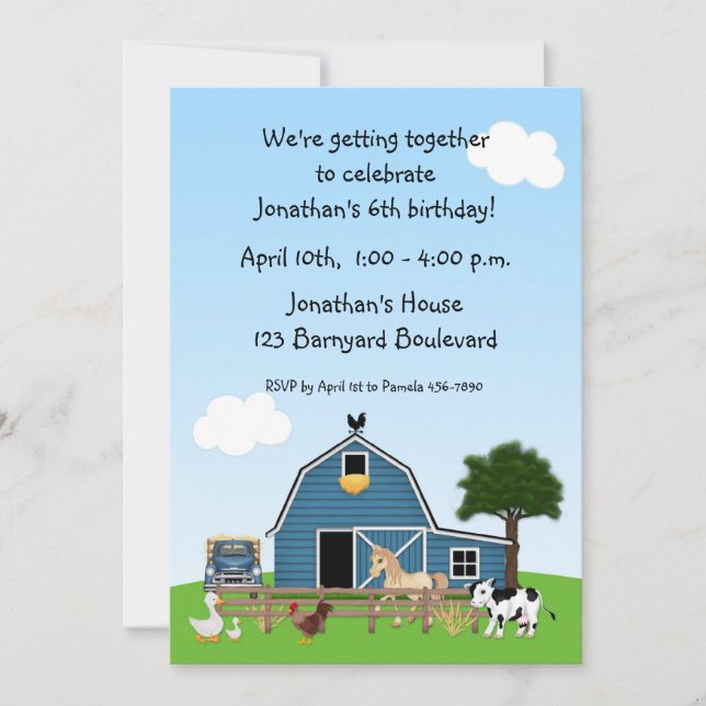 Barnyard Friends Birthday Invitation (Front)