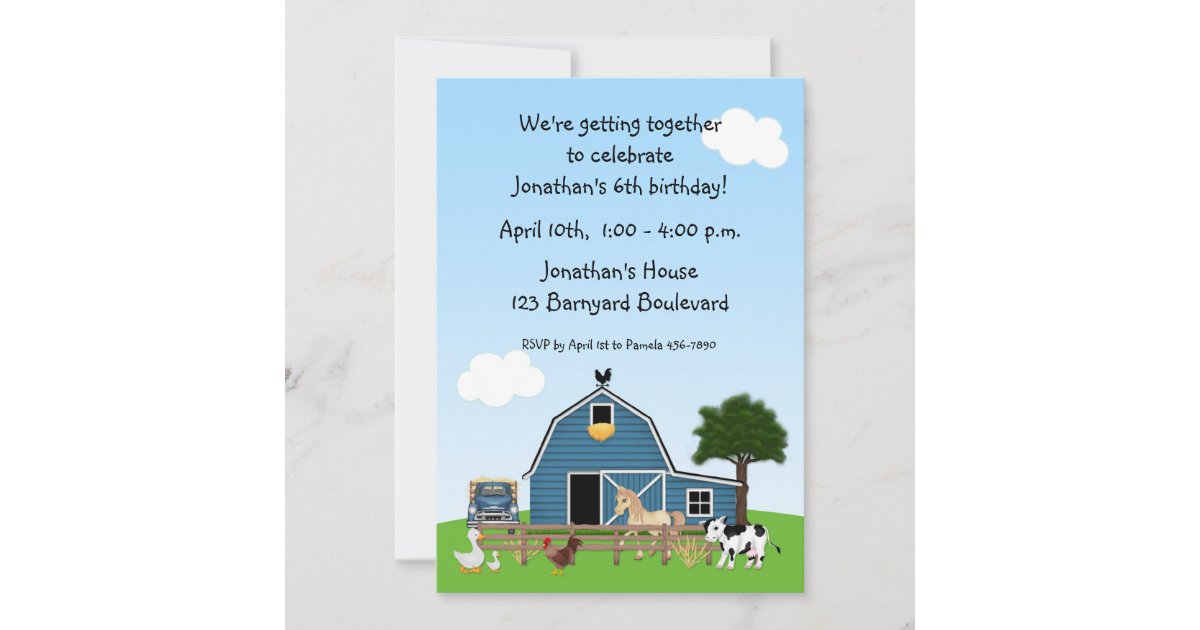 Barnyard Friends Birthday Invitation | Zazzle