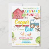 Barnyard Fun 1st Birthday Party Farm Animals Invitation (Front)