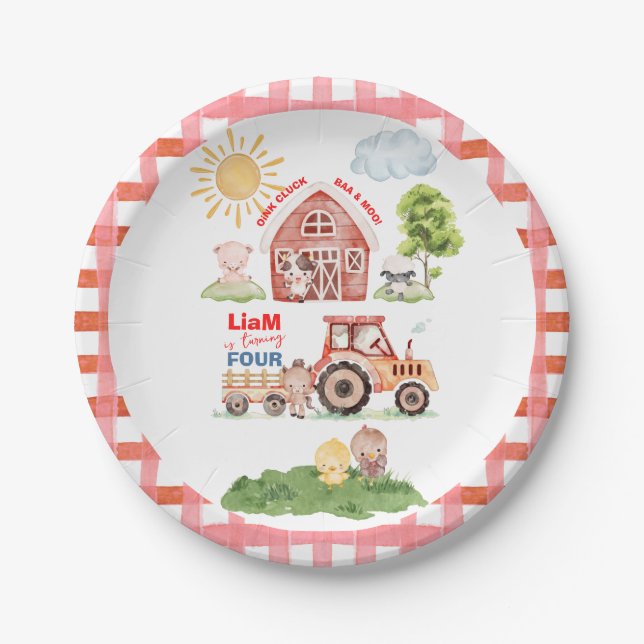 Barnyard Fun Any Age Birthday Paper Plates (Front)
