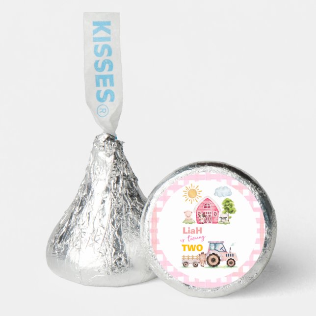 Barnyard Fun Pink 2nd Birthday  Hershey®'s Kisses® (Front)