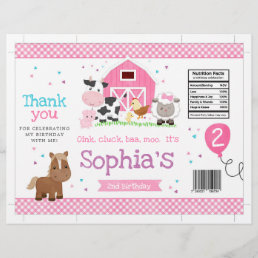 Barnyard Girl Birthday Party Chip Bag Wrapper